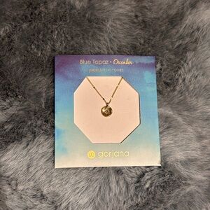 Gorjana Gold Necklace with Blue Topaz Pendant